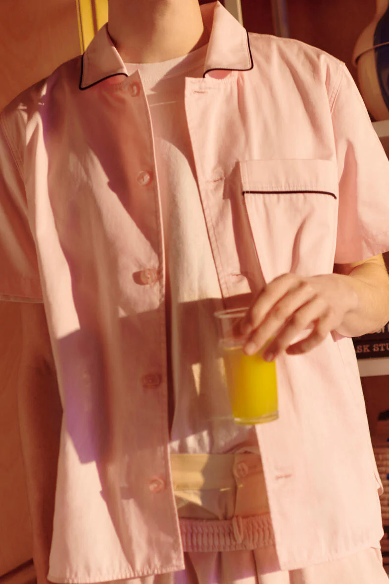 Outline Pyjama S/S natskjorte - Soft Pink - Image 8