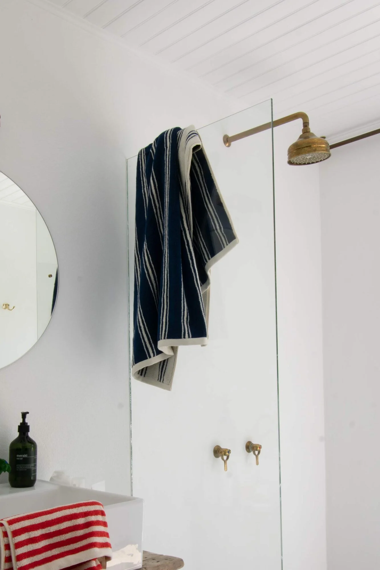 Retro Stripe håndklæde - Slate Indigo/Cream - Image 4
