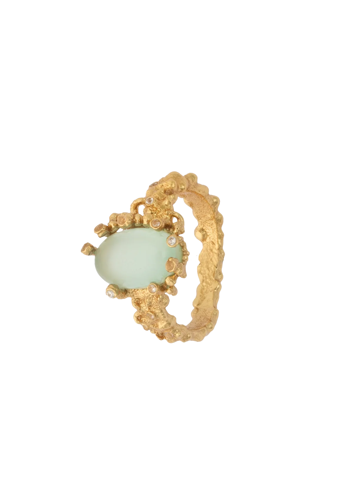Delusive truth ring - chalcedony, forgyldt