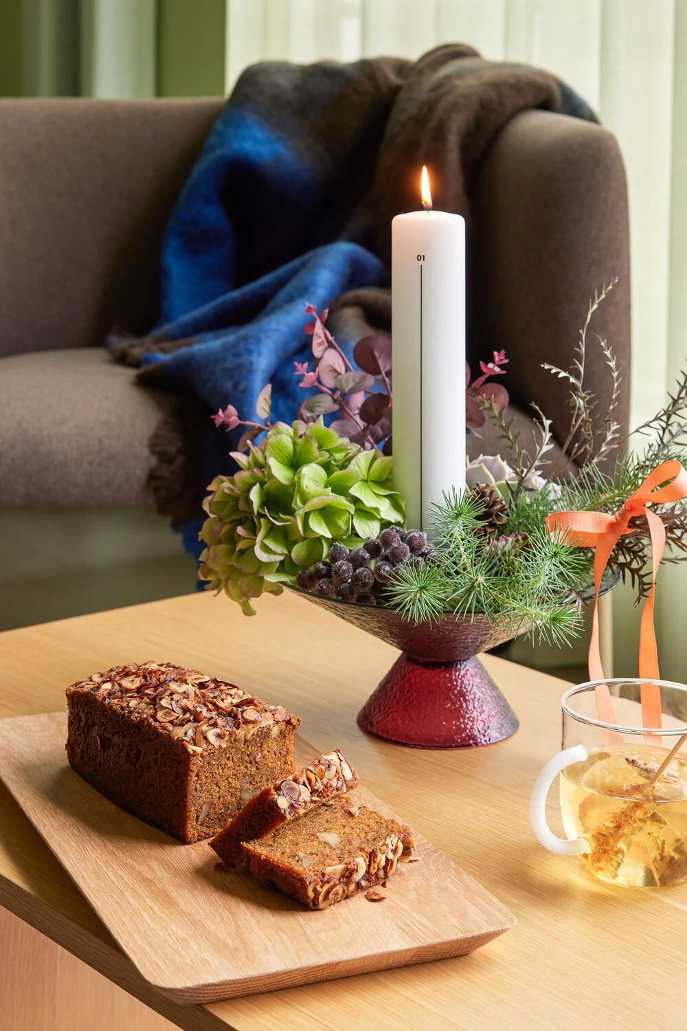 Bonbon glasskål, stor - blå/rød - Image 2