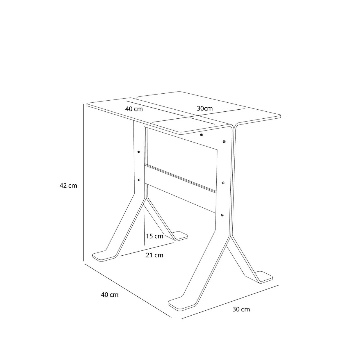Fold sidebord, sort - 40x30 cm - Image 3