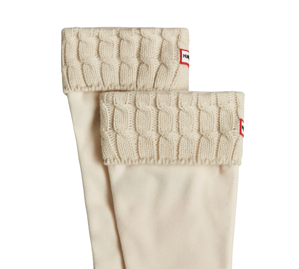6 Stitch Cable Tall støvlestrømper - Hunter White - Image 3