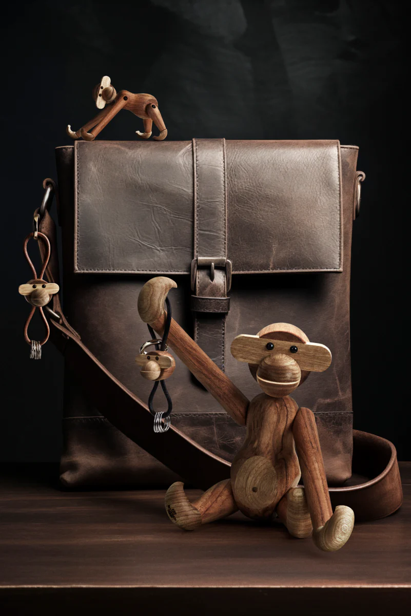 Abe nøglering - guldfarvet/teak/limba - Image 11