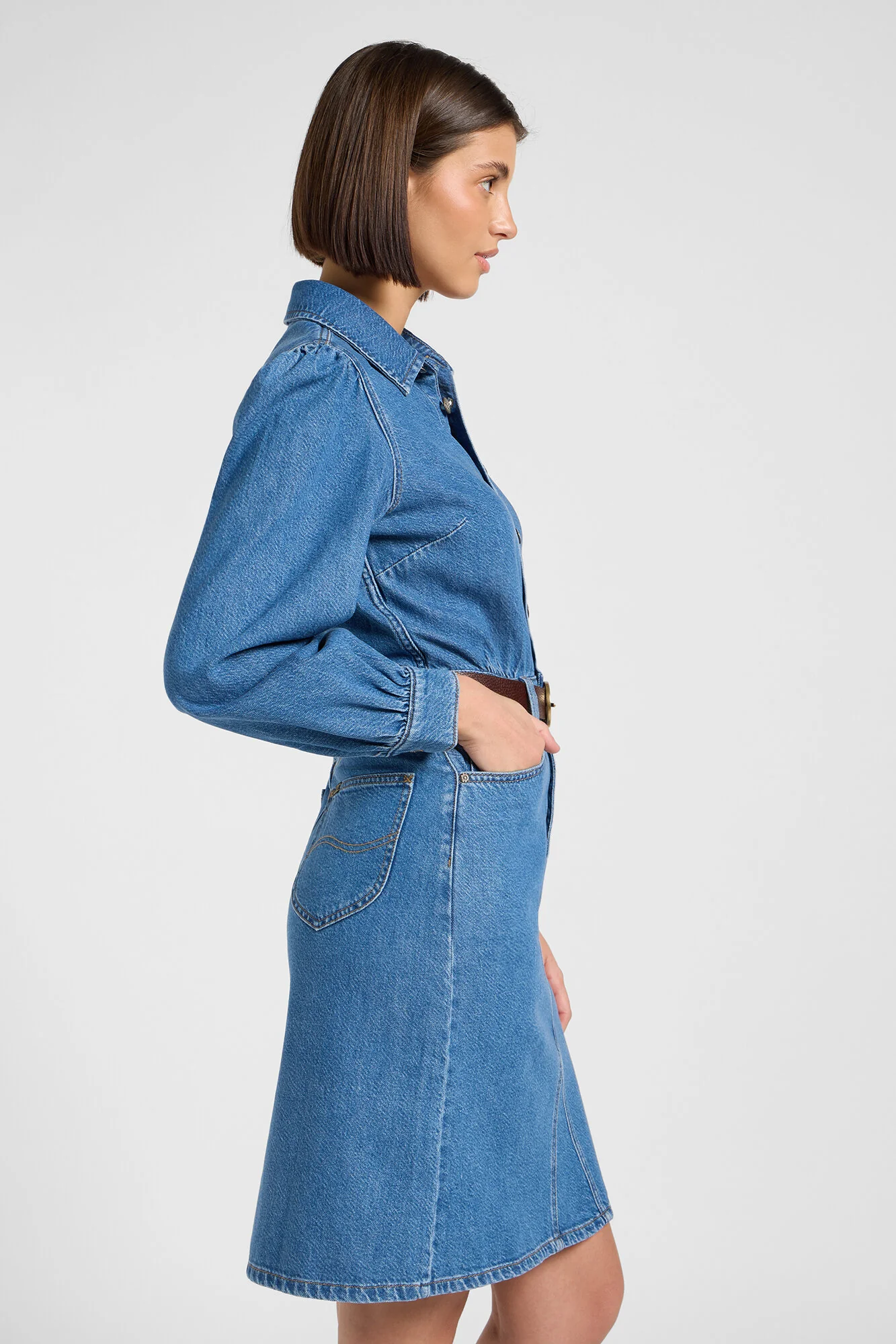 Long Sleeve kjole - Fine Blue - Image 5