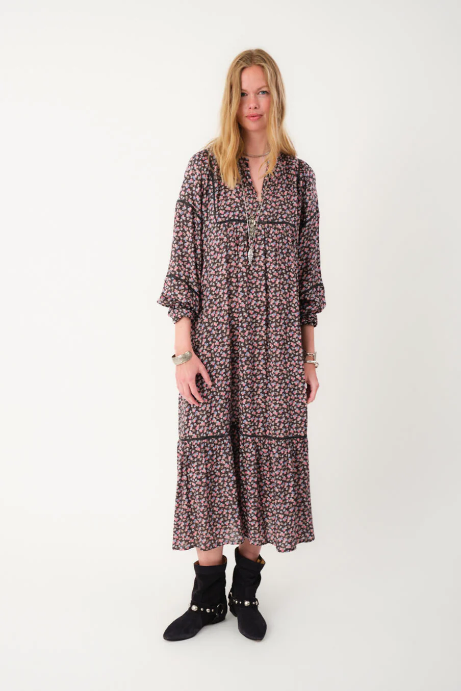Latour lang kjole - Washed Black