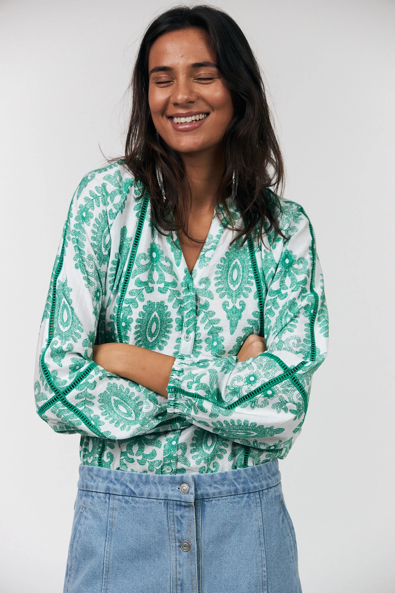 VeroLL skjortebluse - grøn - Image 4