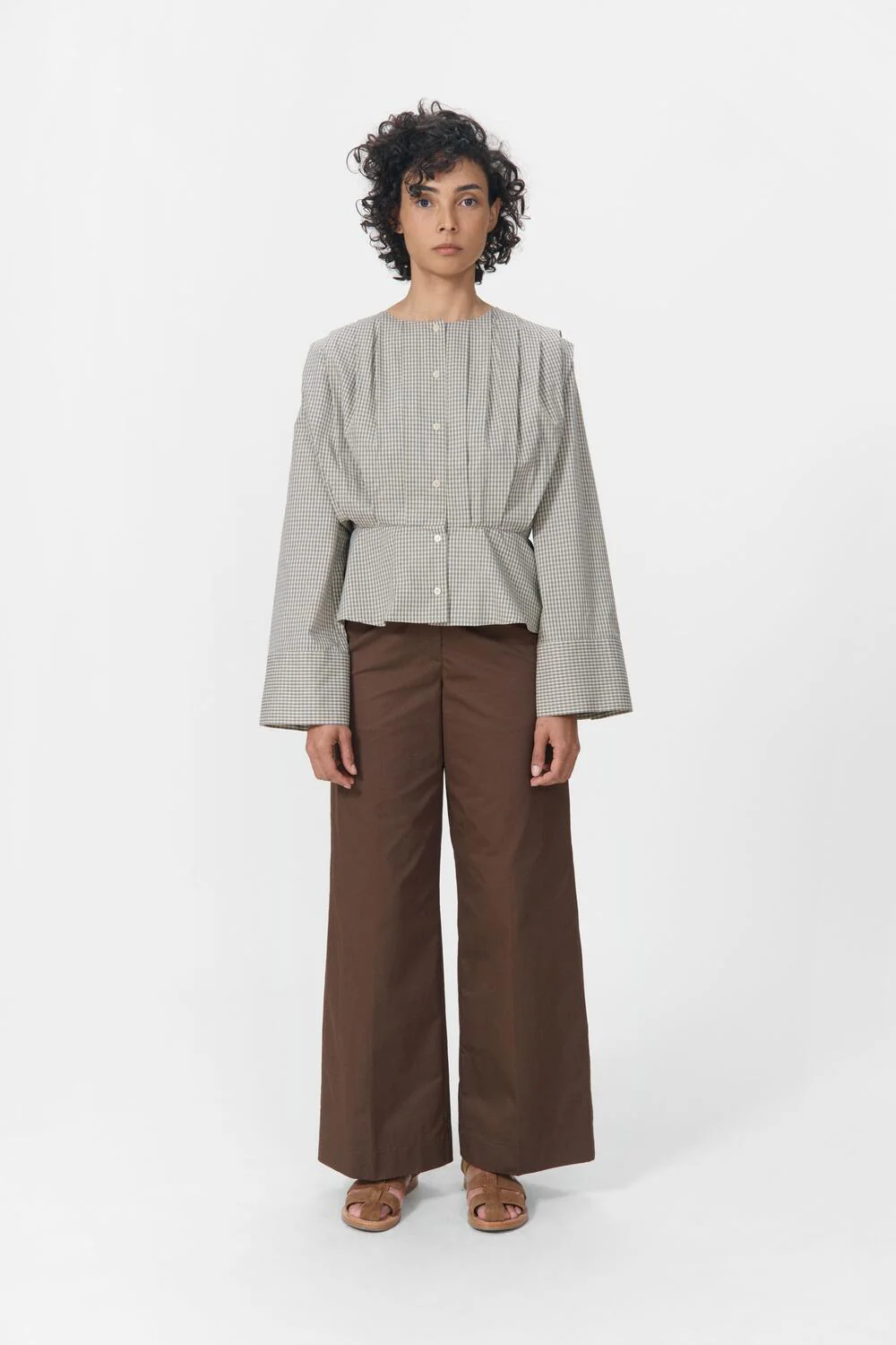 Etta bluse - Beige Check - Image 4
