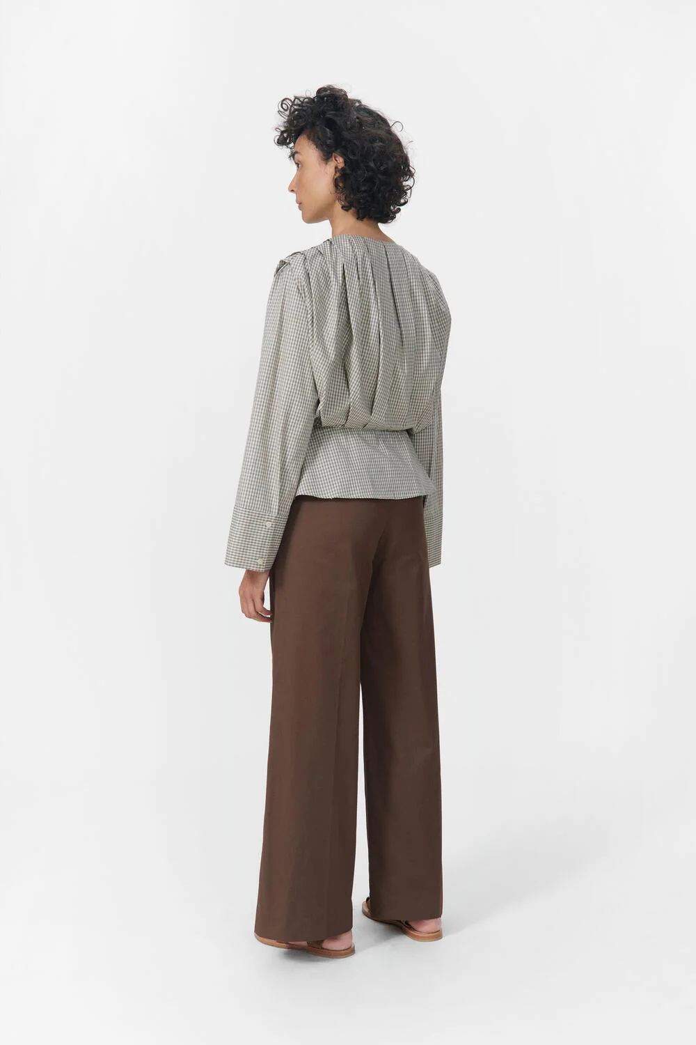Etta bluse - Beige Check - Image 5