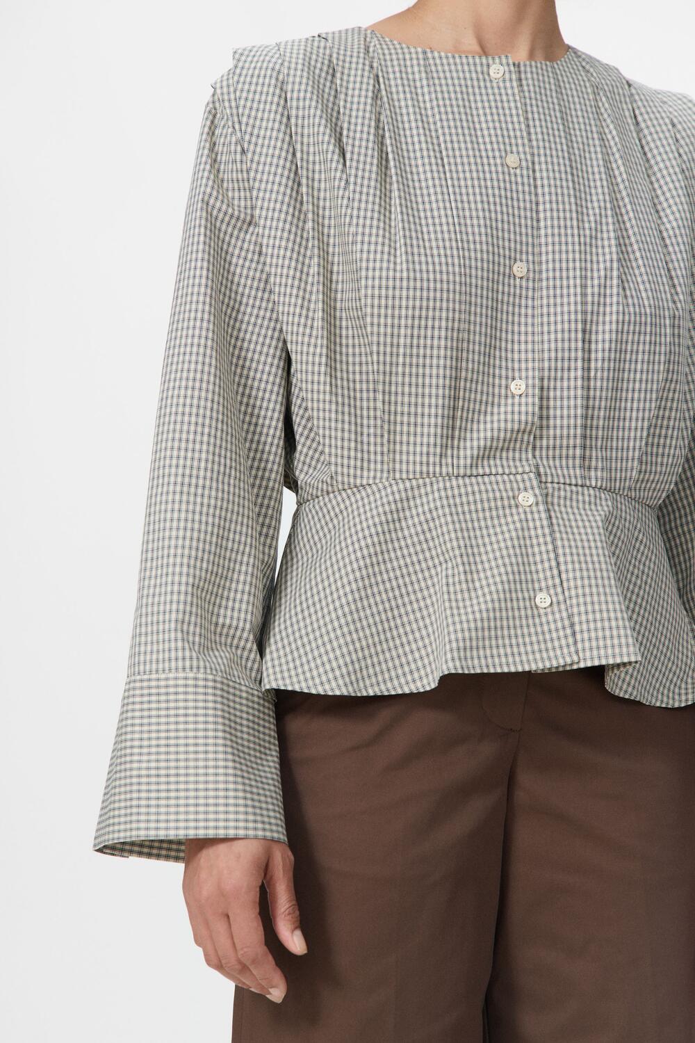 Etta bluse - Beige Check - Image 6