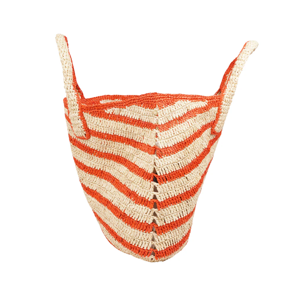 Cavone Striped Raffia håndtaske - Natural/Coral - Image 6