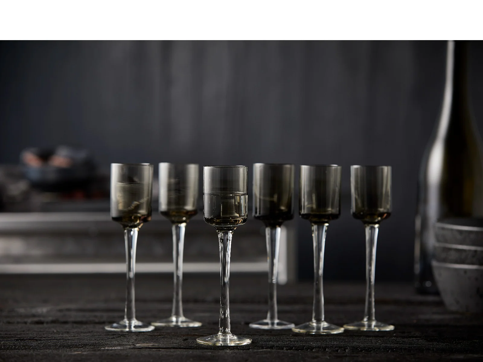 Snapseglas på fod, grå - 6 stk. - Image 3
