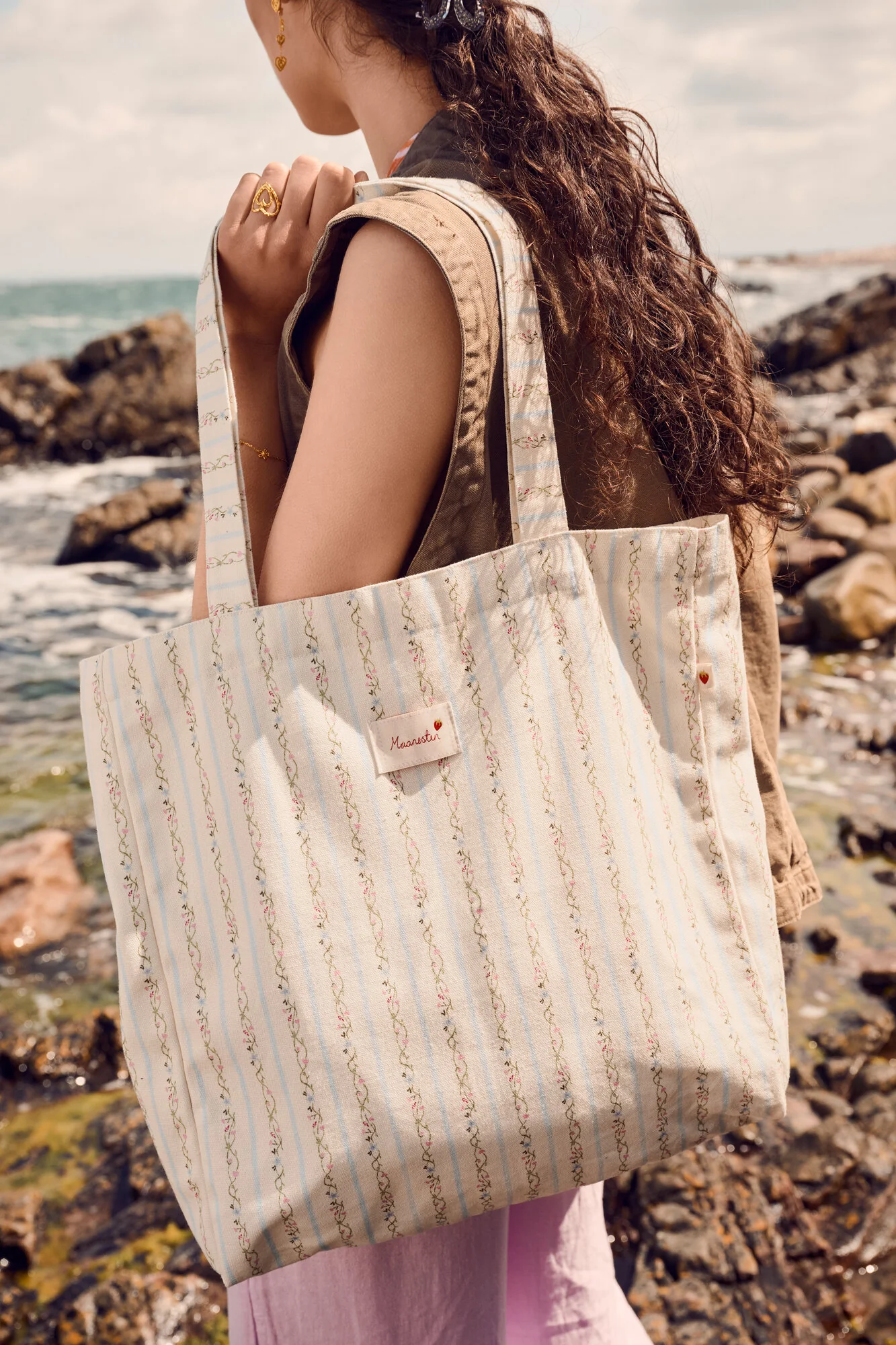 Canvas tote bag - Summer Stripes Blue - Image 2