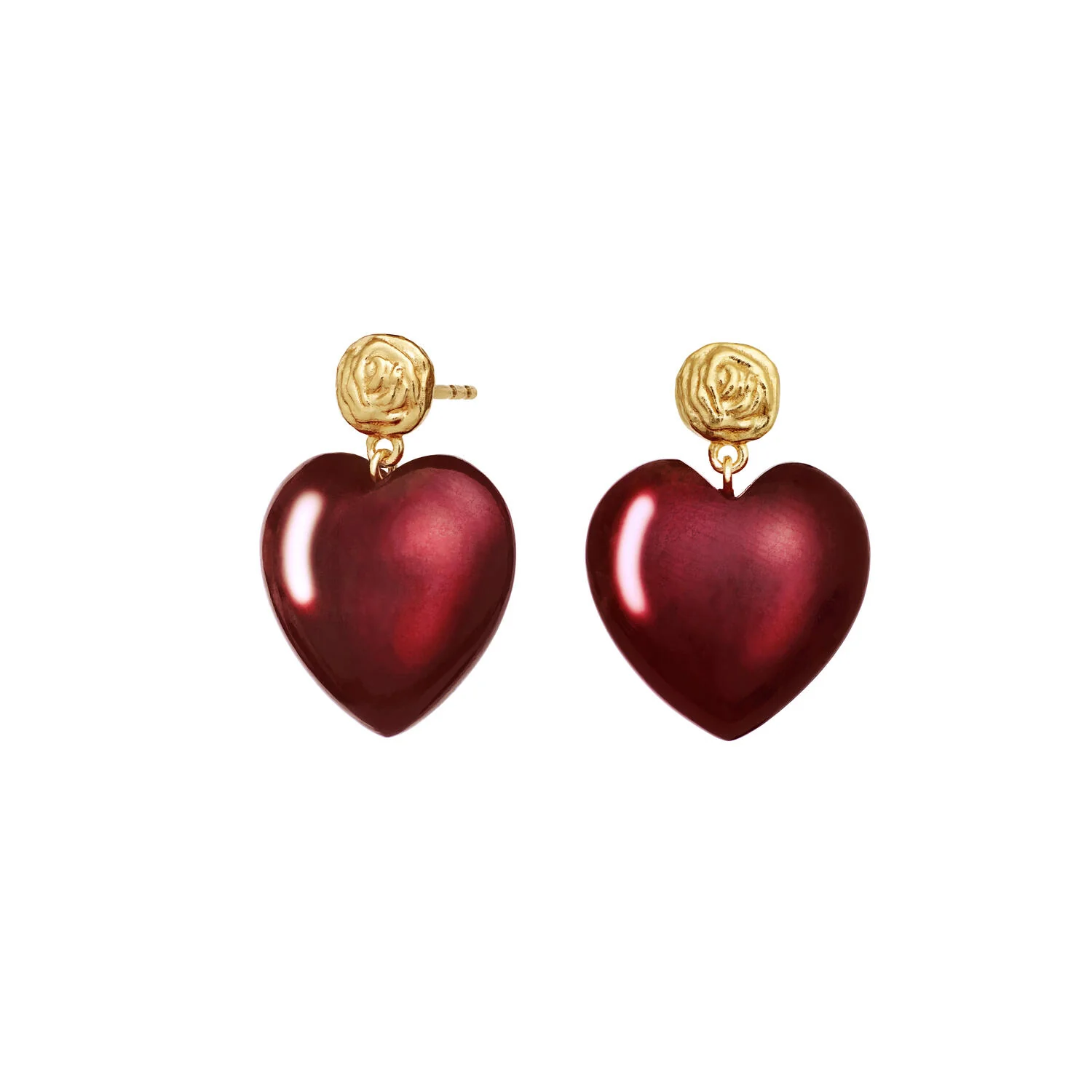 Rosy Heart øreringe - Maroon - Image 5