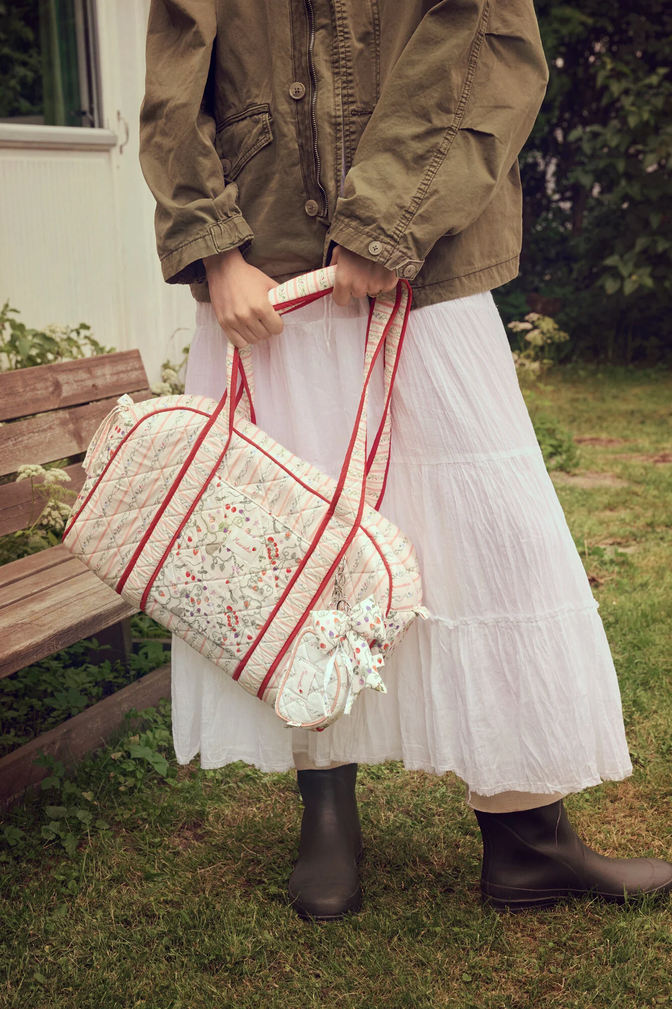 Suvi Quilted taske - Summer Stripes Peach - Image 5