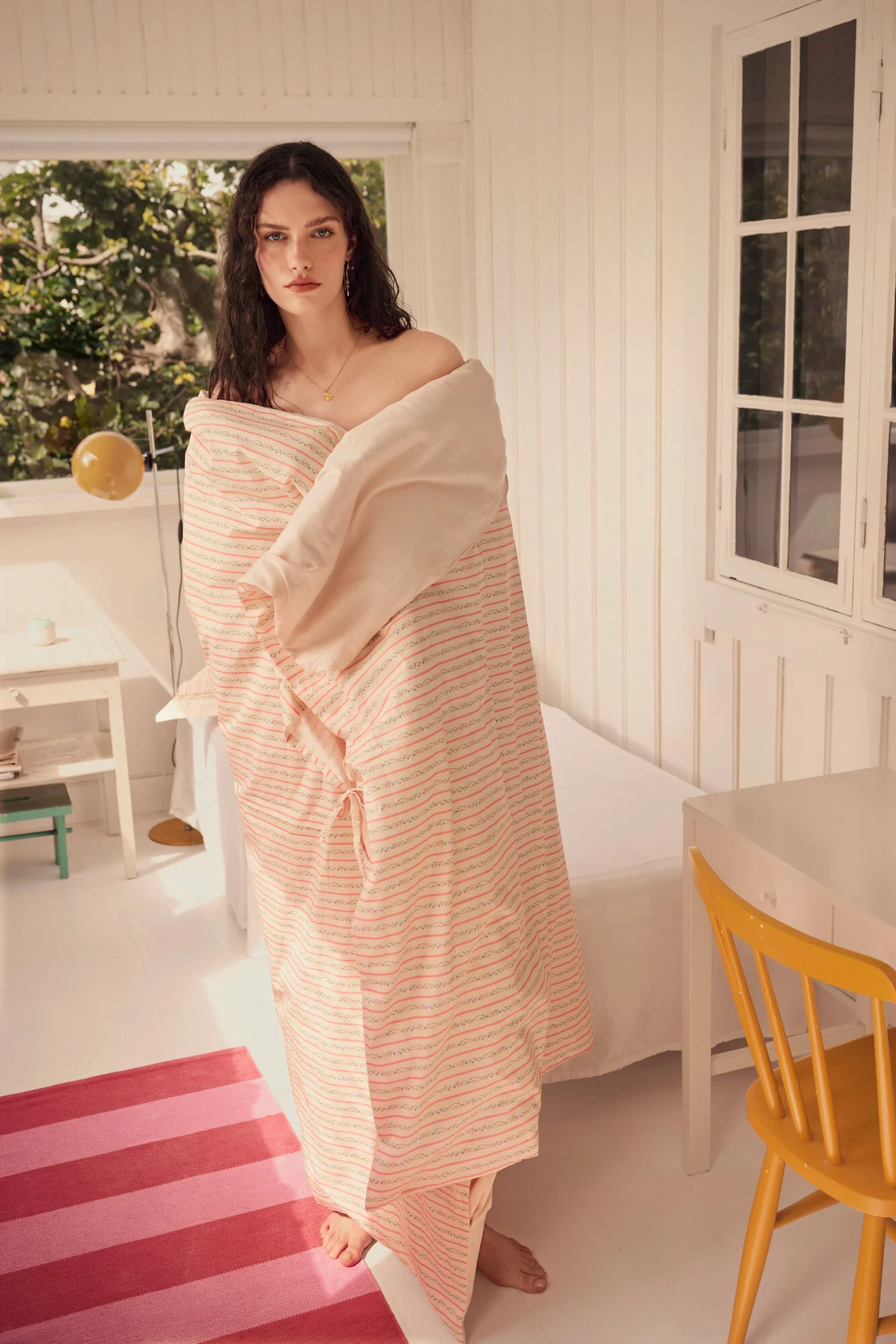 Sengesæt, 200x140 cm - Summer Stripe Peach - Image 3