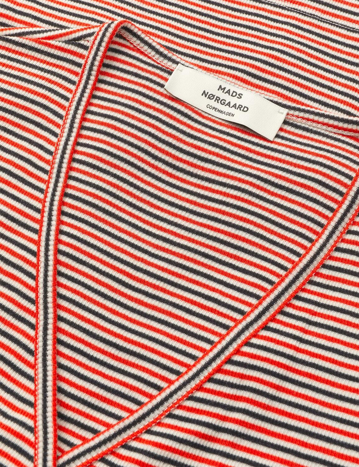 2X2 Cotton Stripe Susi langærmet t-shirt - Fiery Red/Vanilla Ice - Image 5