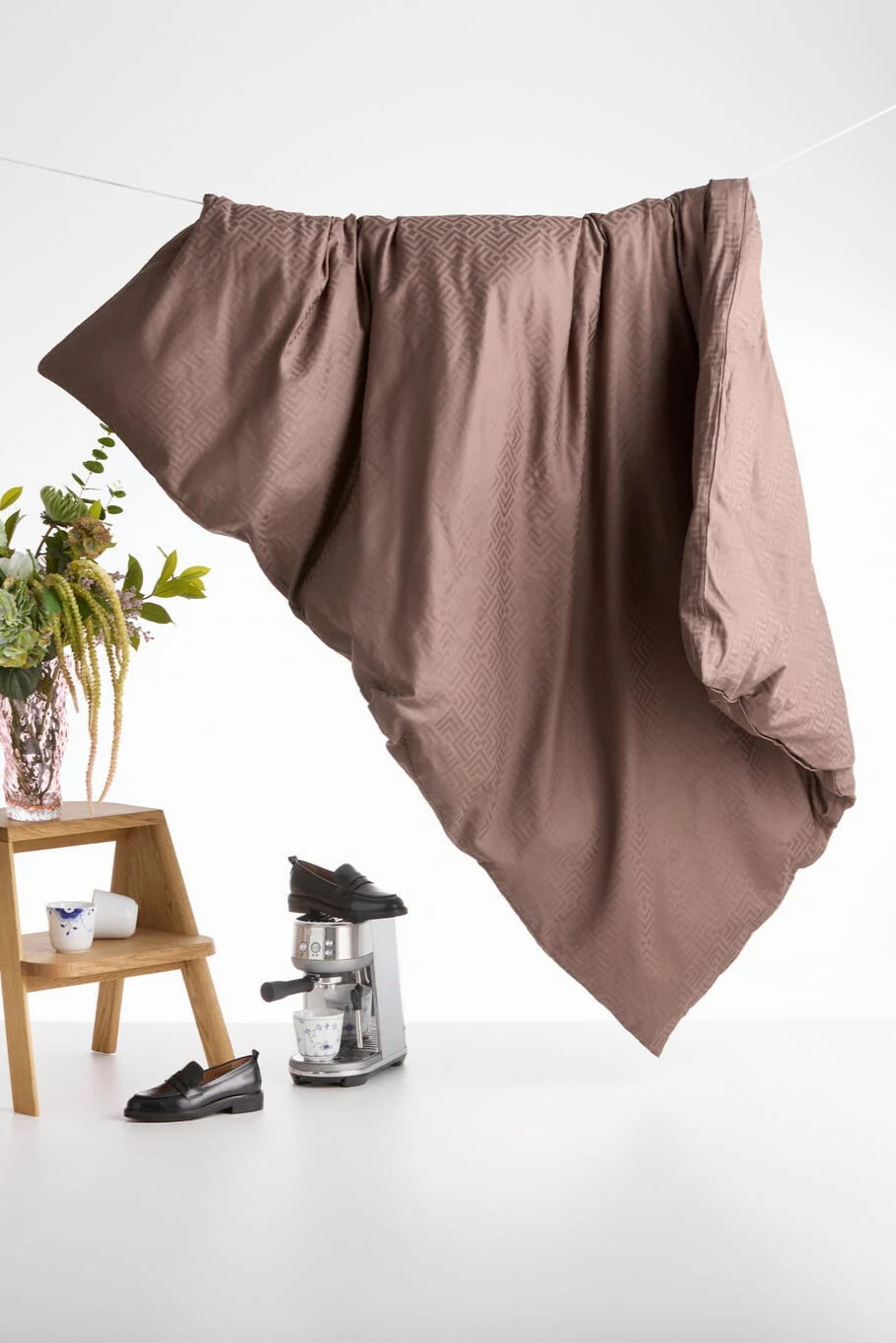 Jacquard logo sengetøj - Taupe - Image 3