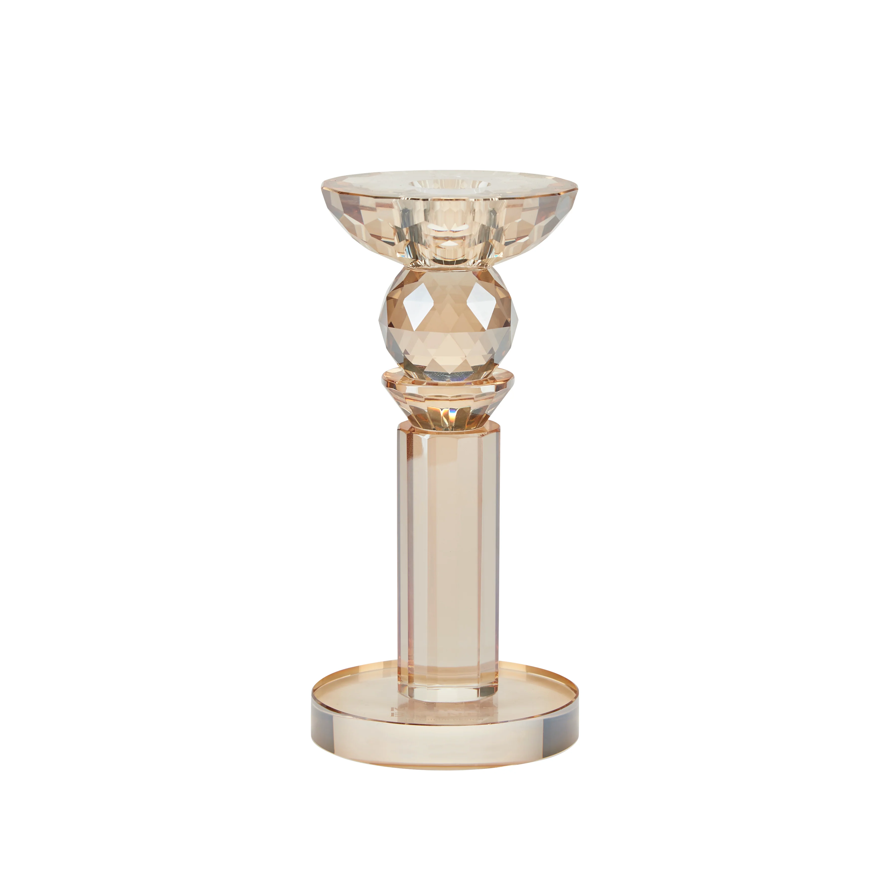 Krystal lysestage, amber - H16 cm.