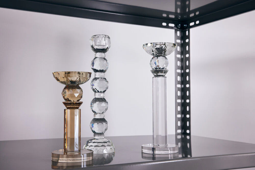 Krystal lysestage, amber - H16 cm. - Image 3