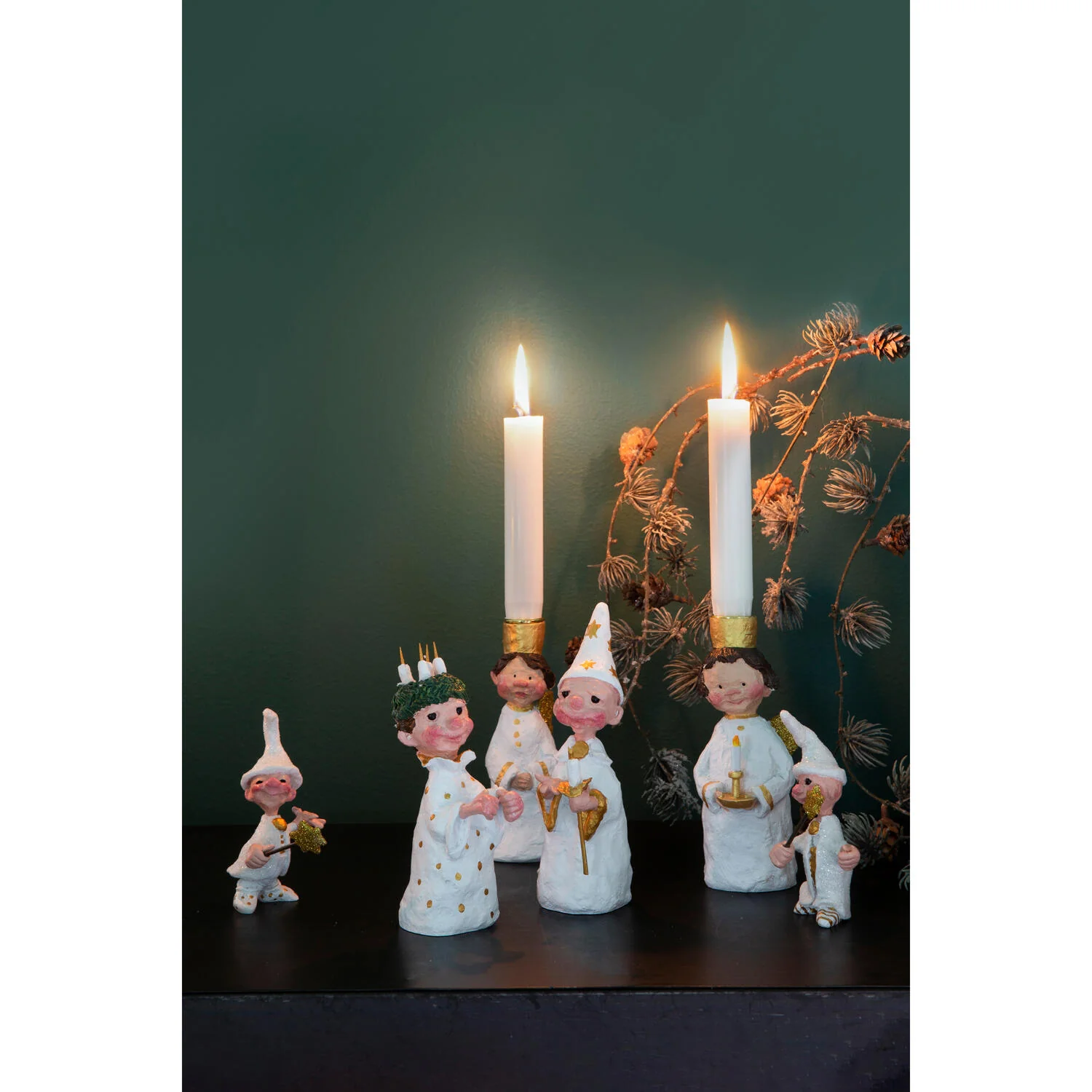 Lovely Luciadreng Med Stjernestav figur - H12 cm. - Image 6