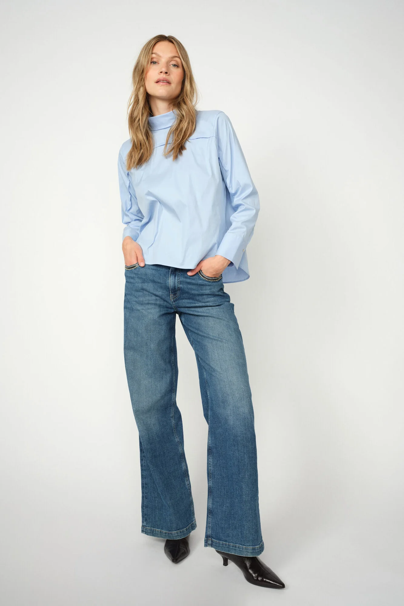 Dara Deco wide leg jeans - Mid Blue