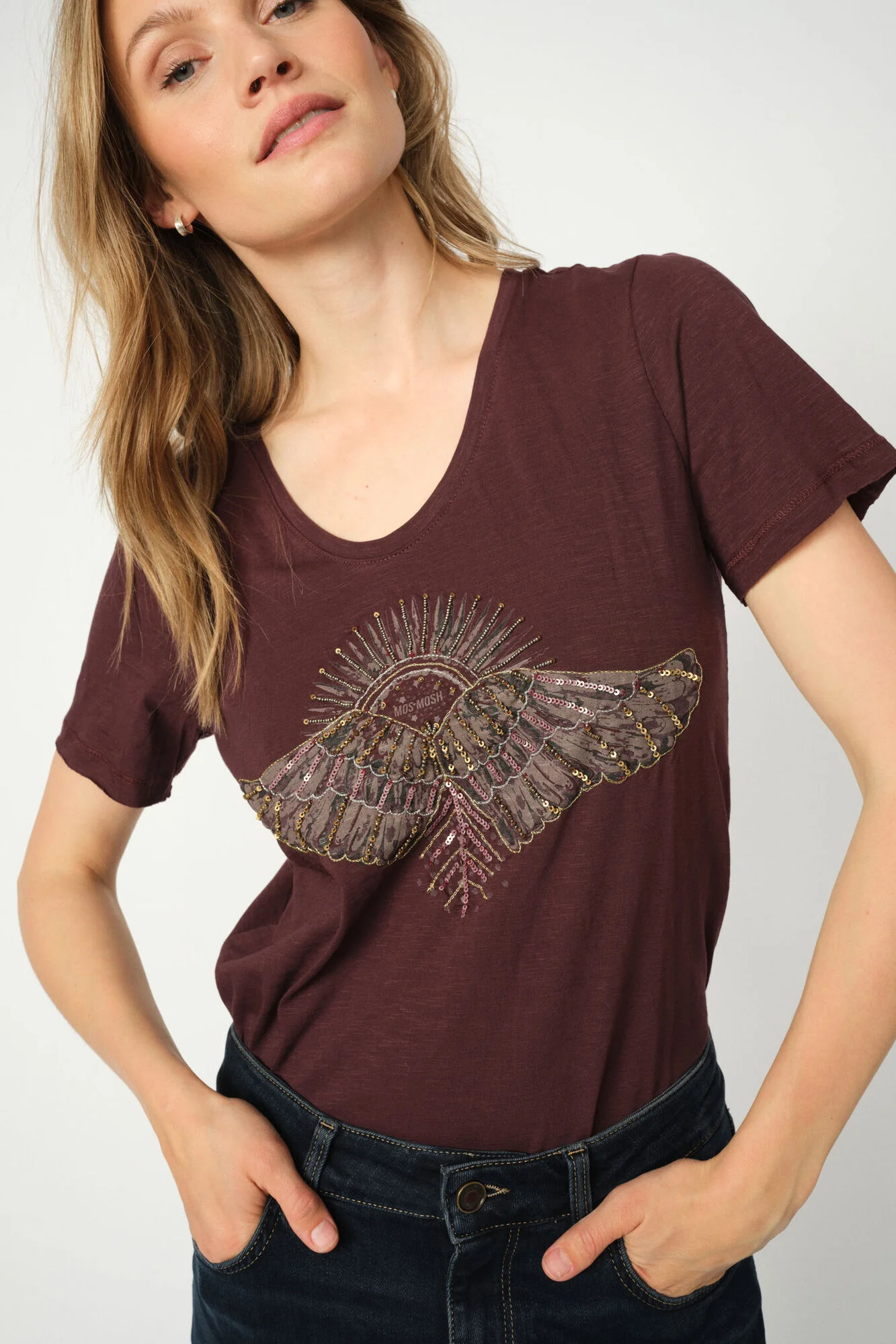 Nadine O-SS Deco t-shirt - Fudge - Image 3