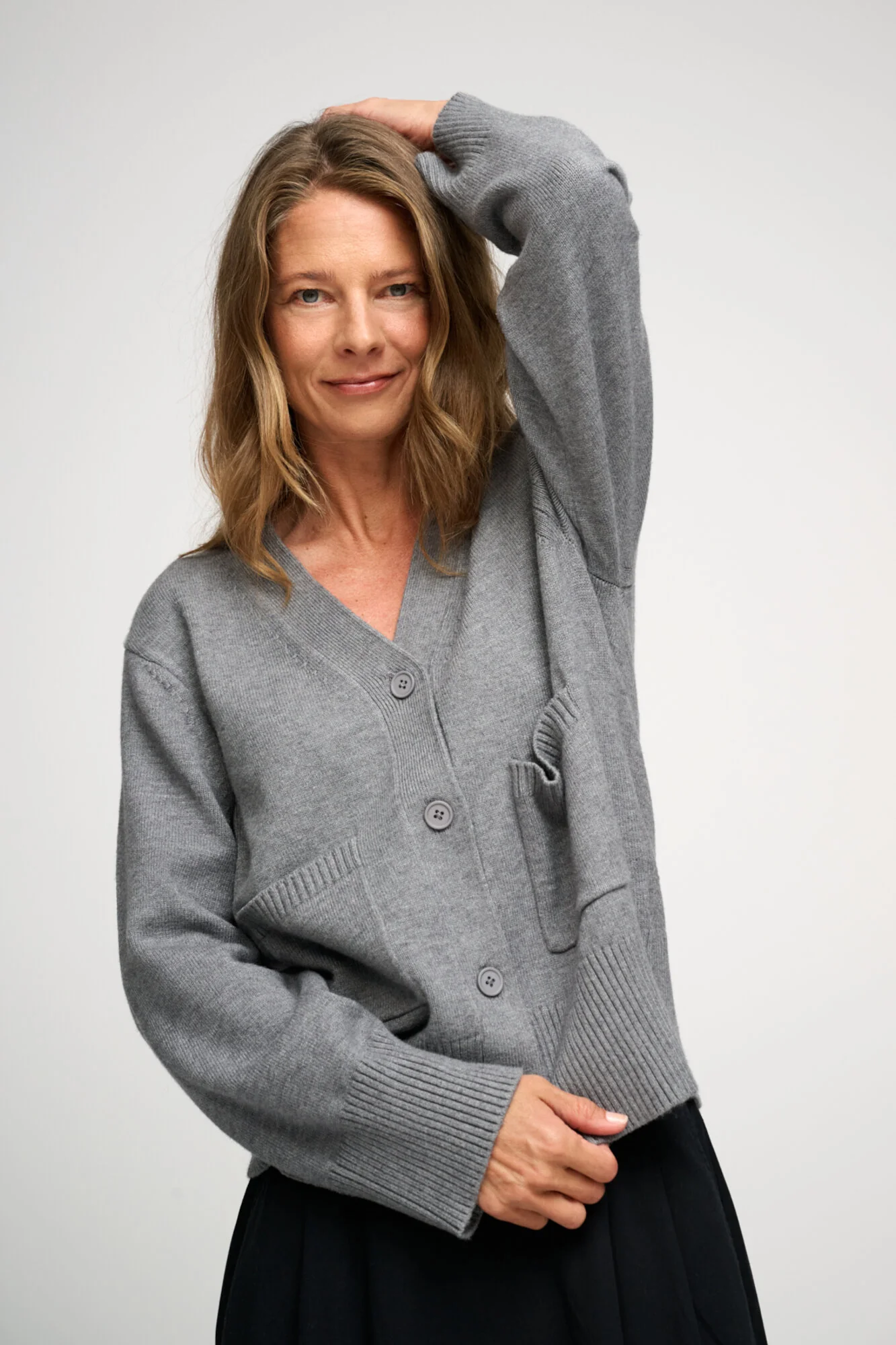 Forest strikket cardigan - Grey Melange