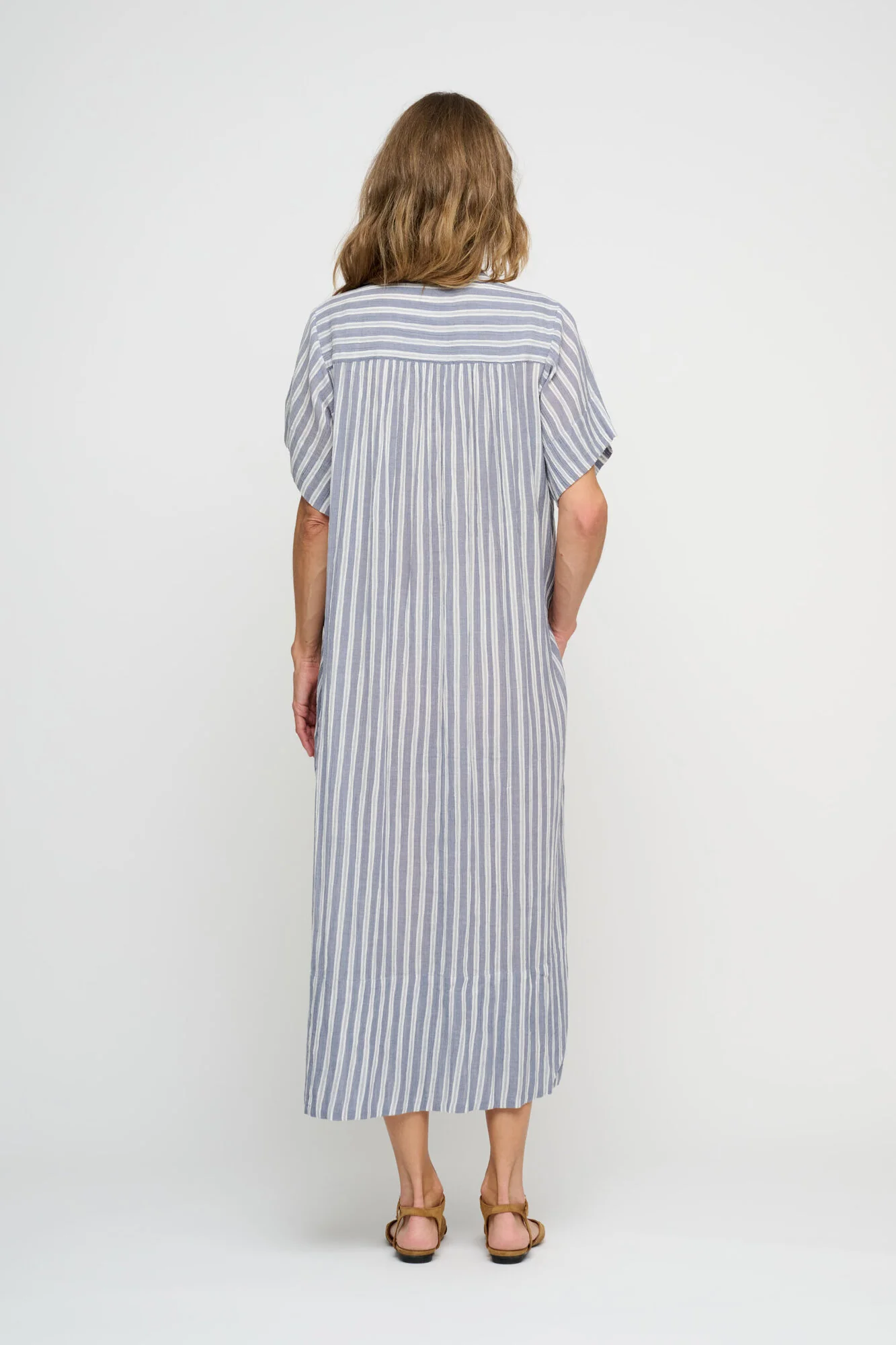 June stripe skjortekjole - Sea blue/ecru - Image 3