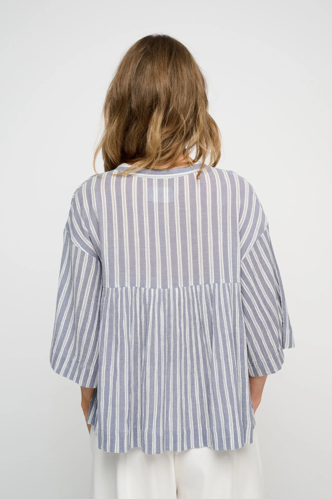 Simple stripe skjorte - Sea blue/ecru - Image 3
