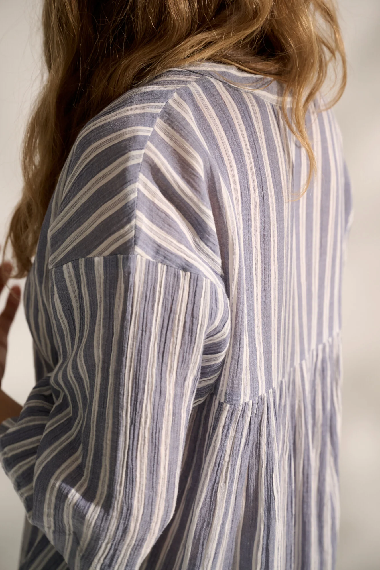 Simple stripe skjorte - Sea blue/ecru - Image 6