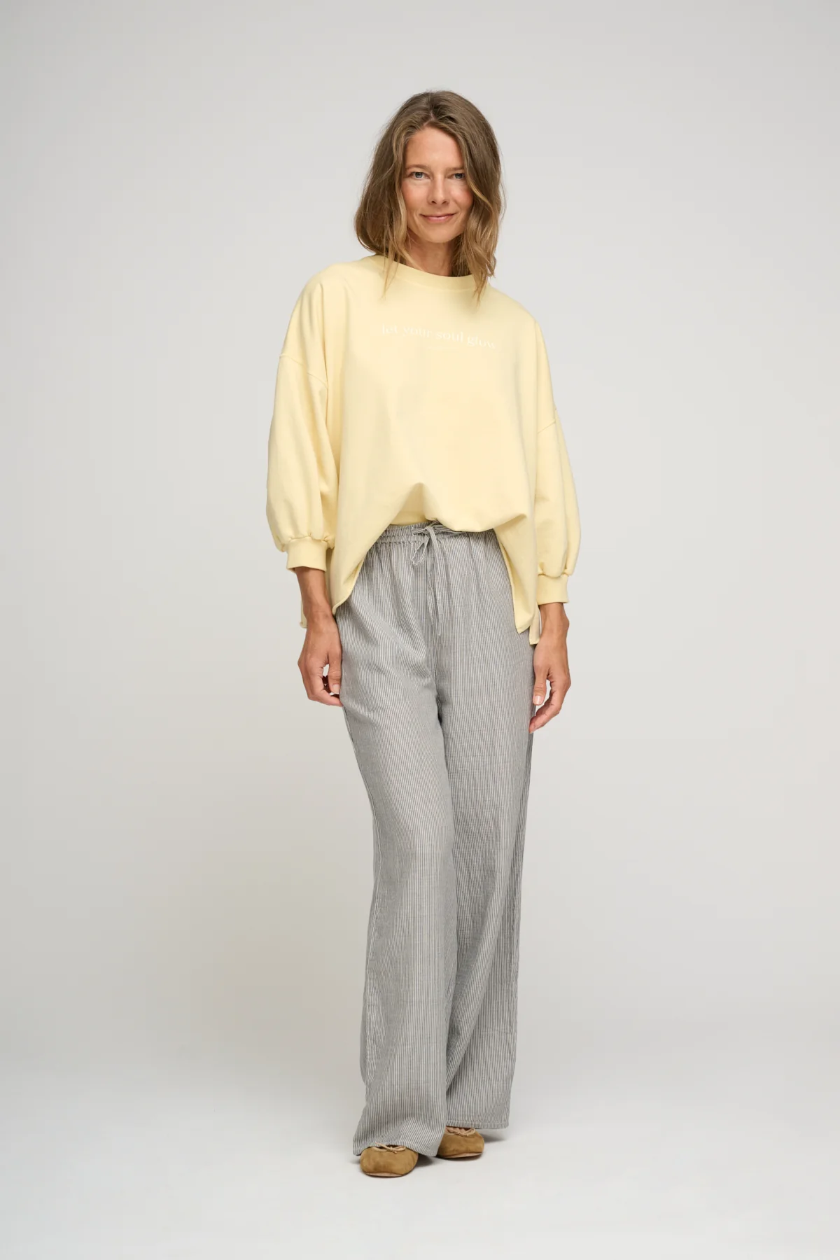 Slow Stripe bukser - beige/blå - Image 4
