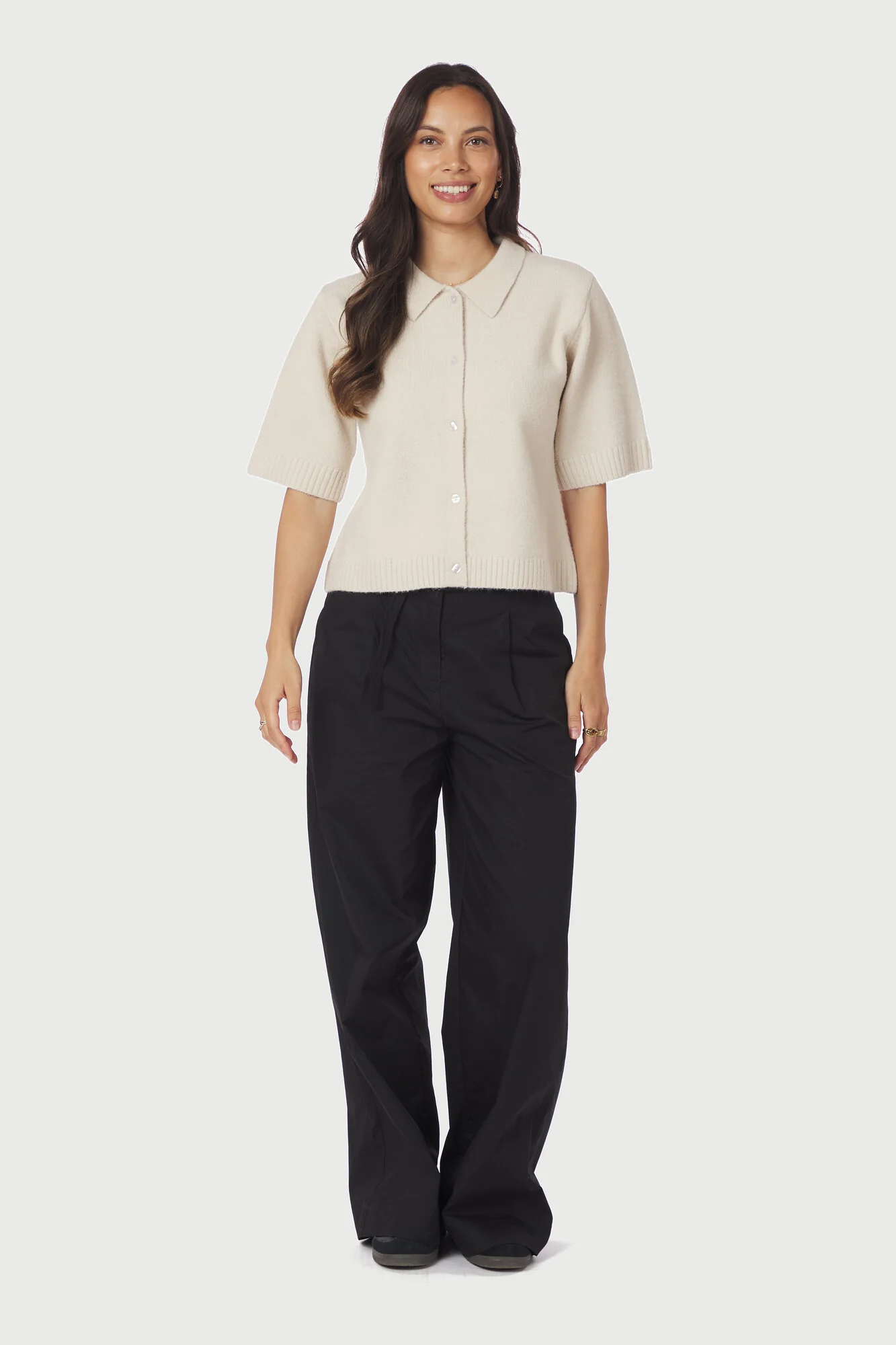 Cunna strikket polotrøje - Ivory - Image 4