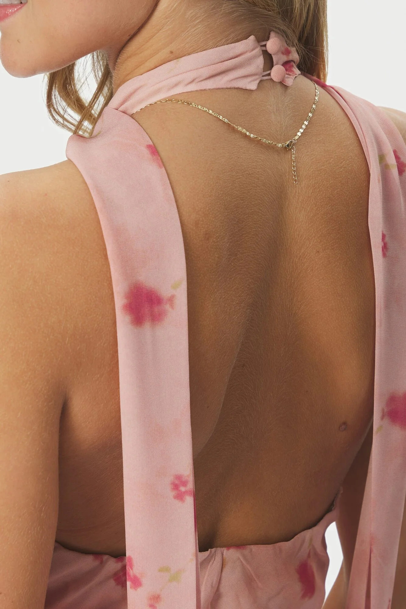 Fiona Blurred Flower Halter Neck kjole - lyserød - Image 5
