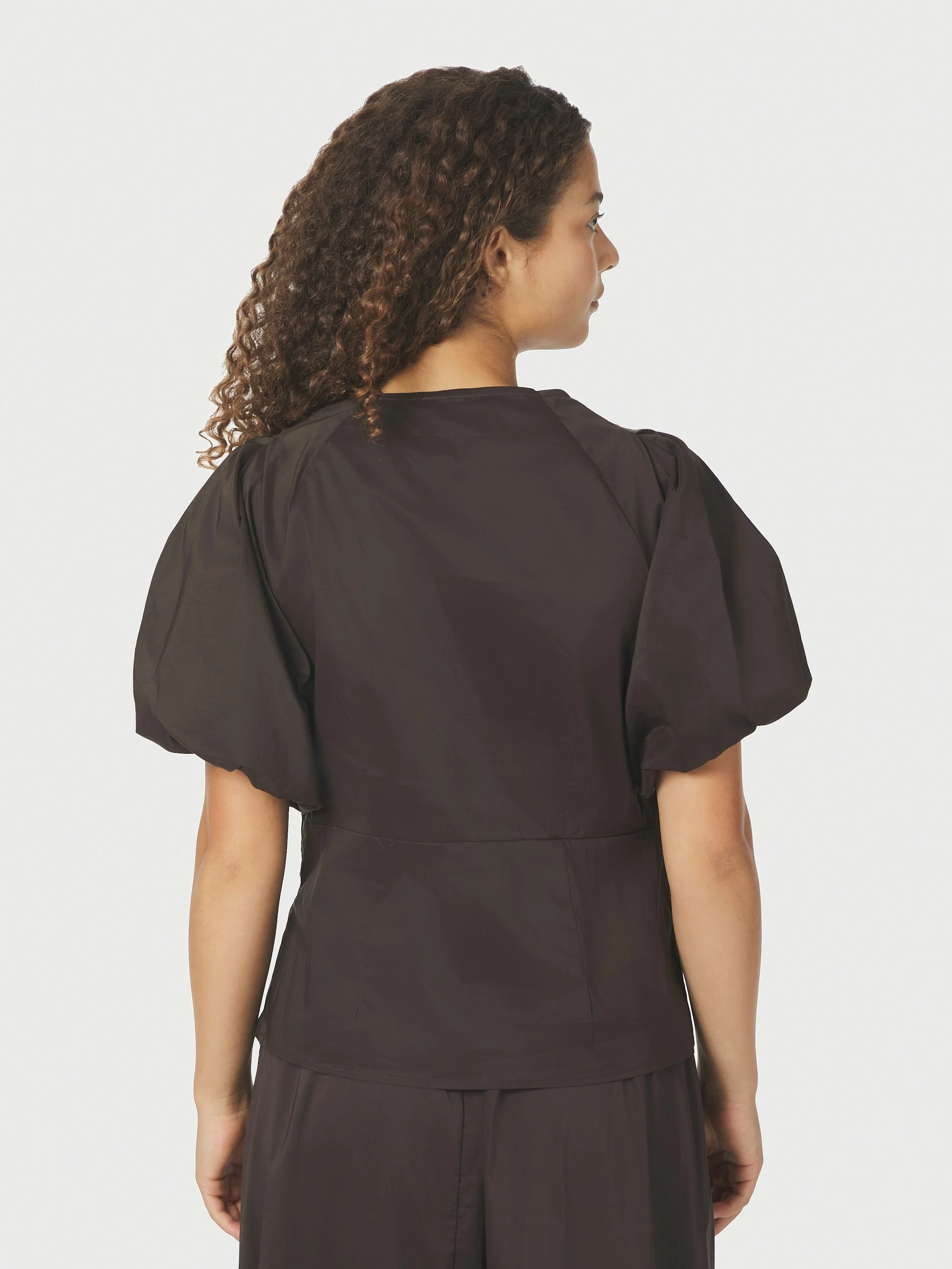 Irina Poplin bluse - Chocolate Brown - Image 3