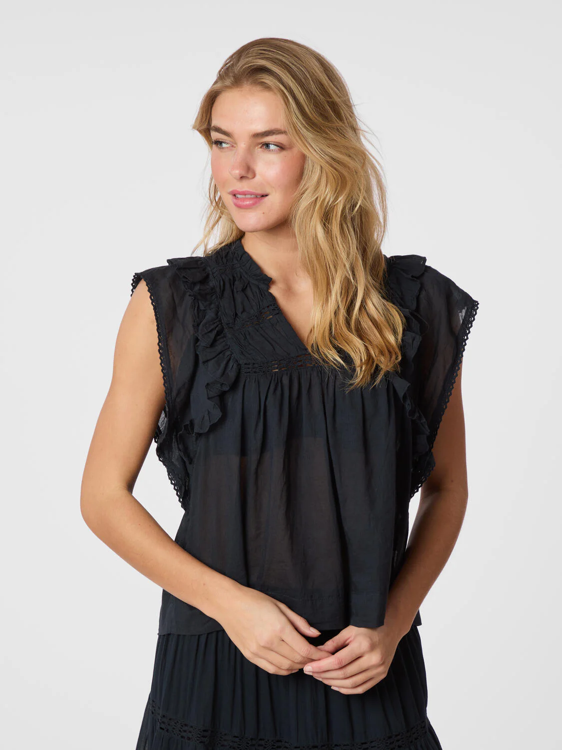 Jayla S Voile top - navy - Image 4