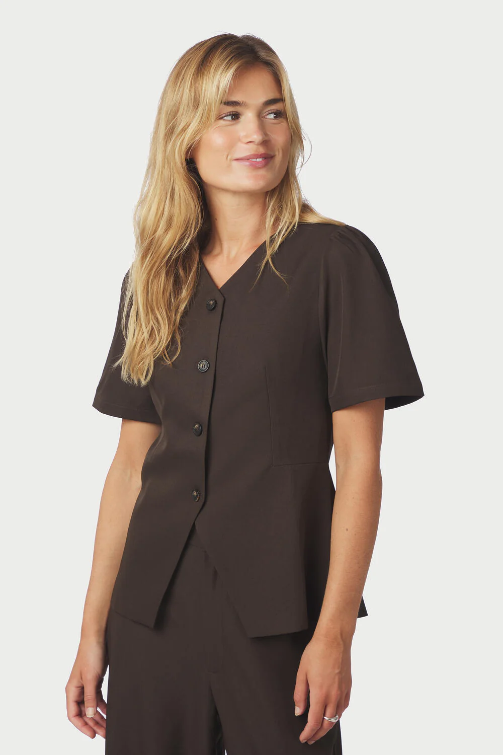 Jules Structure bluse - mørkebrun