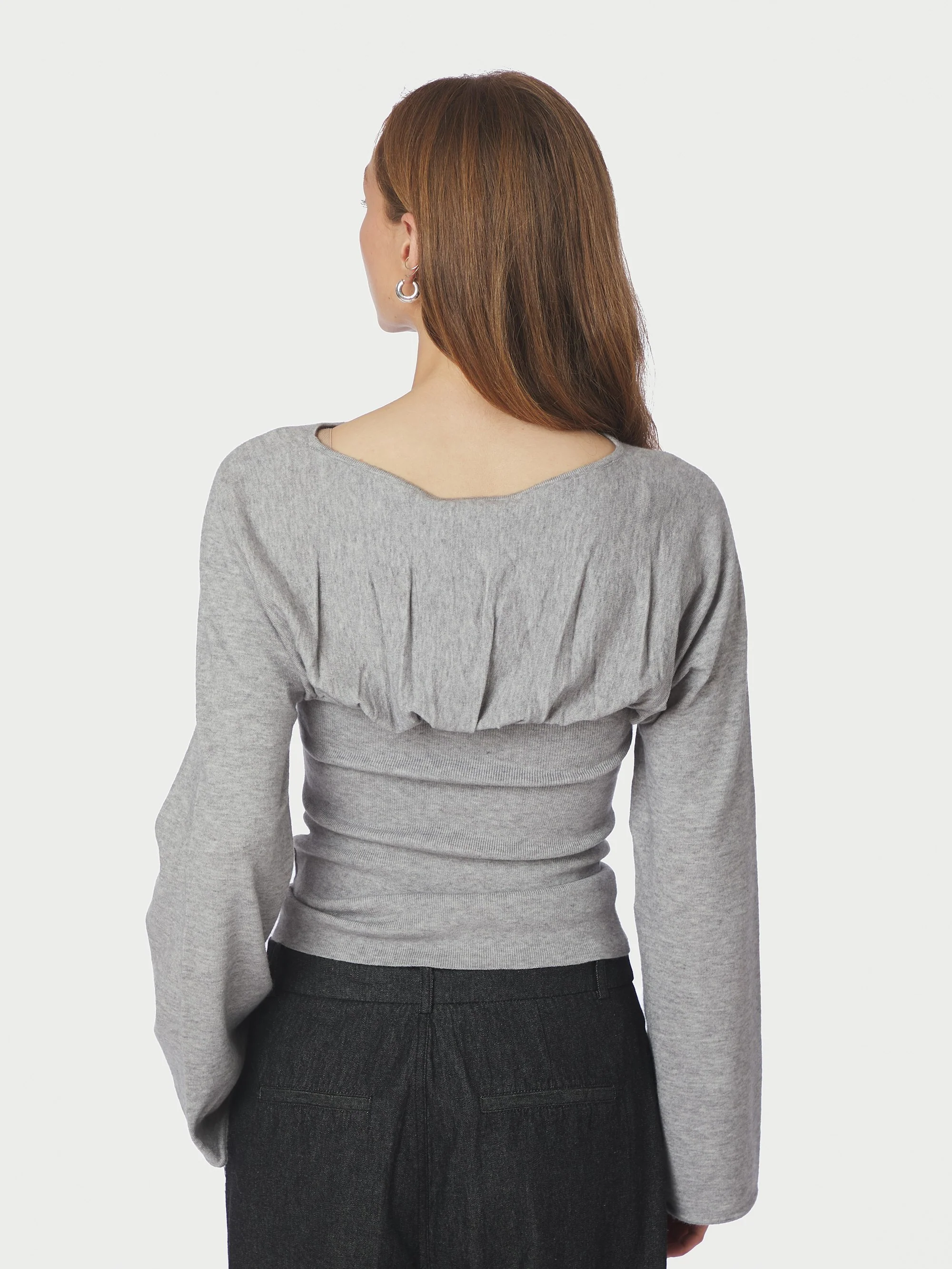 Kaiba Knit bluse - Light Grey Melange - Image 3