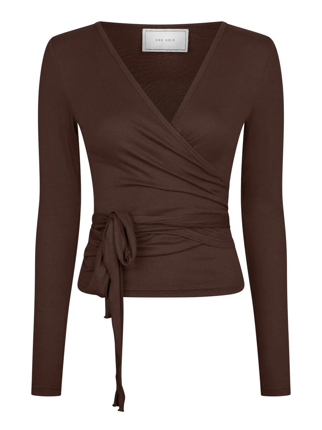 Nia Jersey Wrap bluse - Chocolate Brown - Image 2