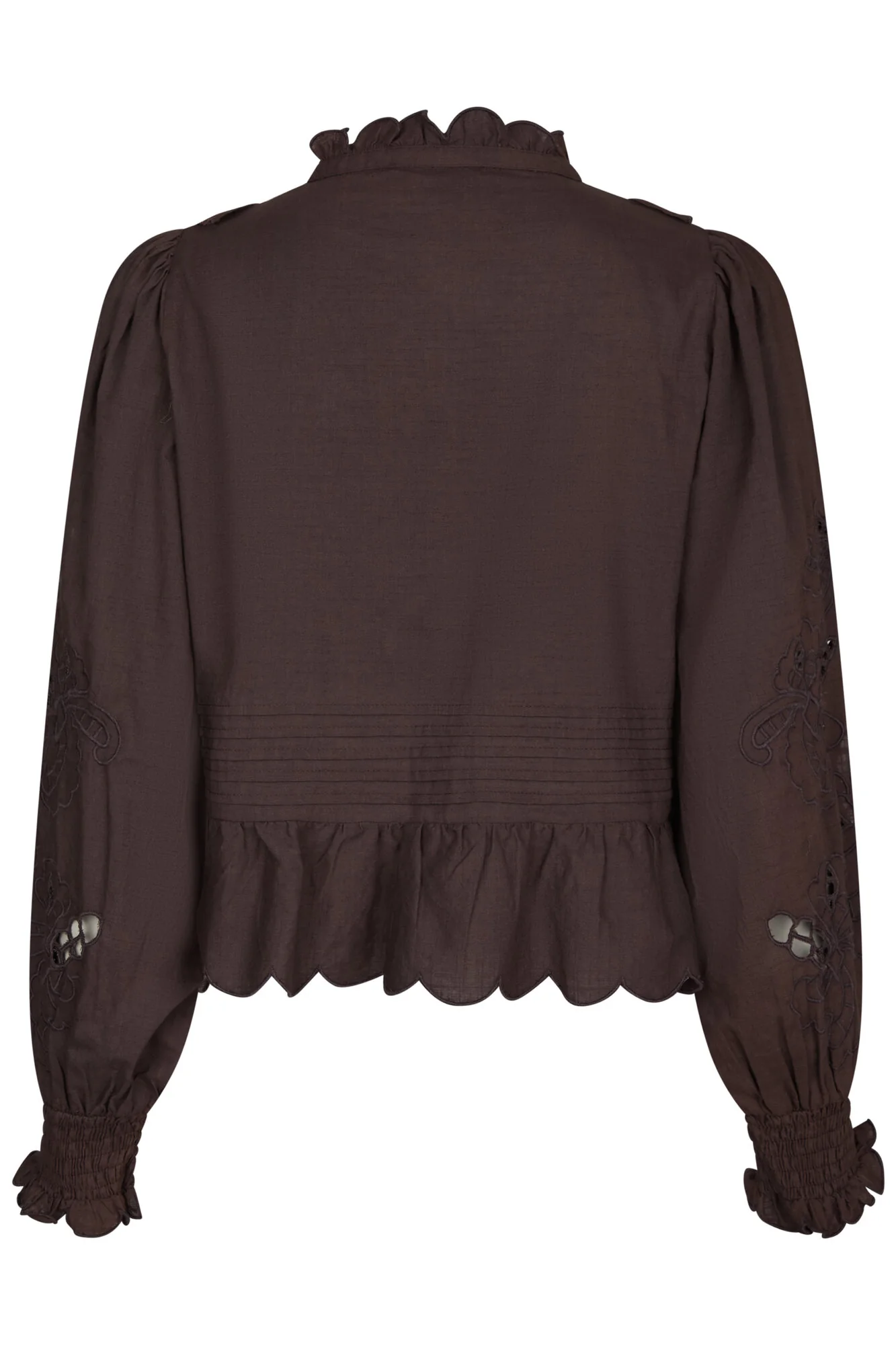 Petrine Embroidery bluse - mørkebrun - Image 6