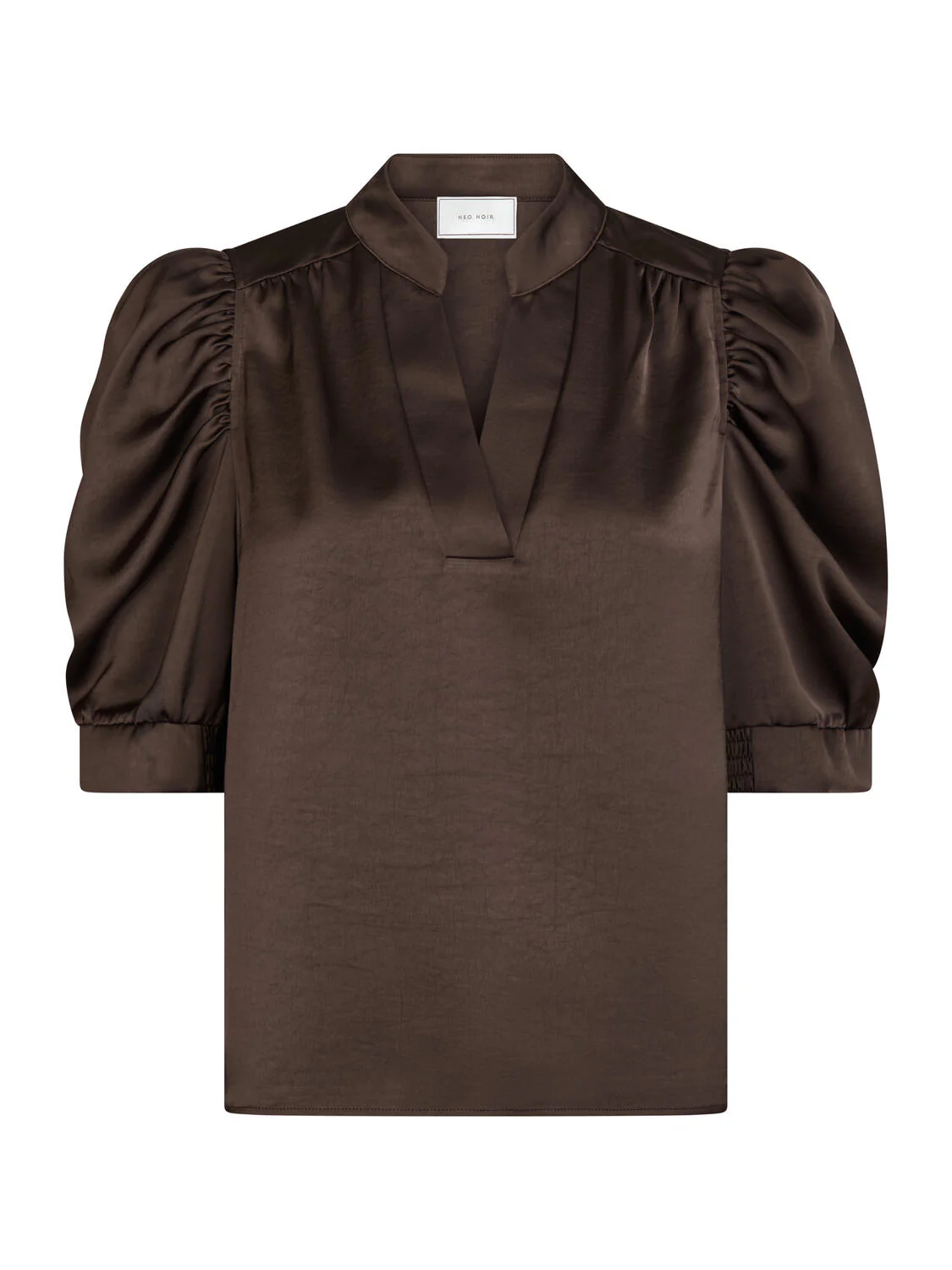 Roella Heavy Sateen bluse - Dark Brown - Image 2
