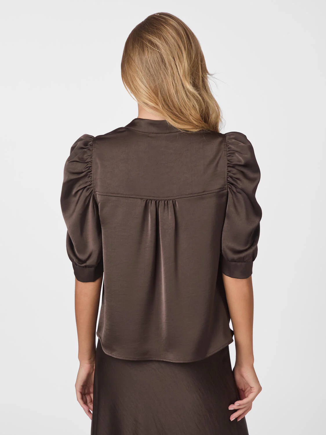 Roella Heavy Sateen bluse - Dark Brown - Image 3