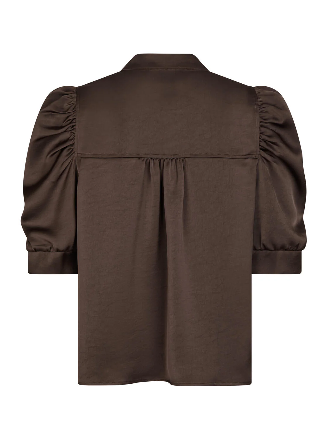 Roella Heavy Sateen bluse - Dark Brown - Image 4