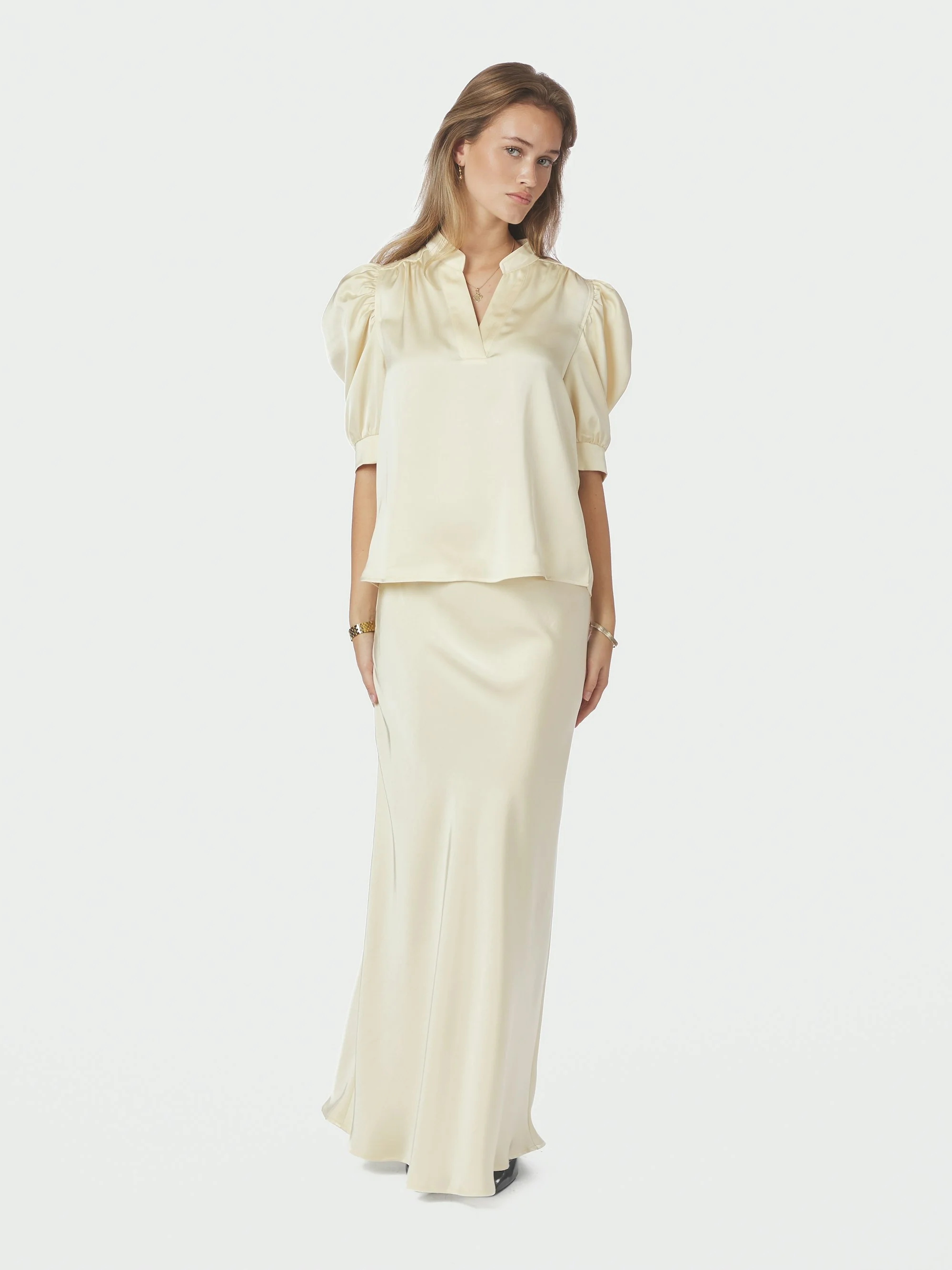 Roella Heavy Sateen bluse - lysegul - Image 6
