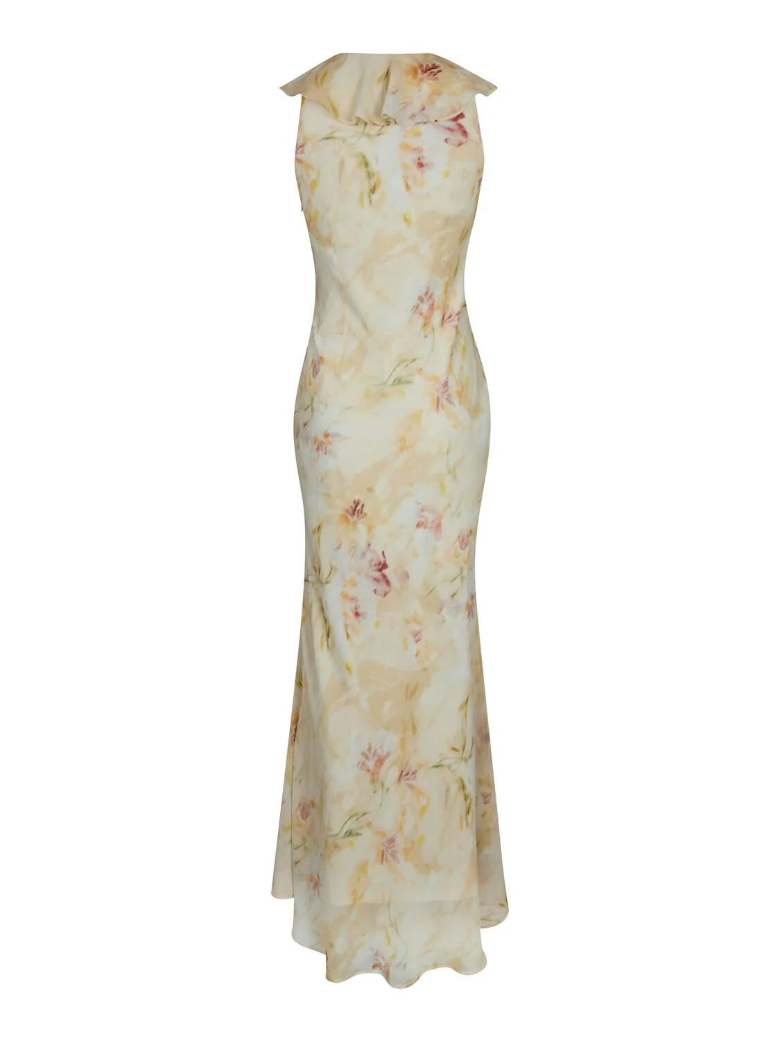 Zella Chiffon Print kjole - Dusty Yellow - Image 4
