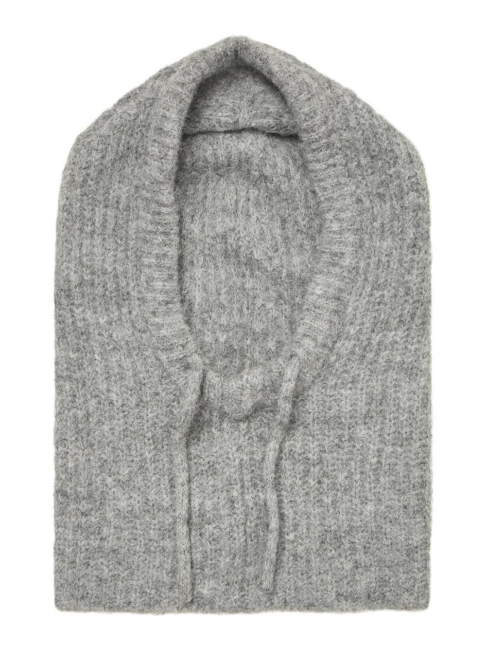 Milu Cable Knit Balaclava - Light Grey Melange - Image 2