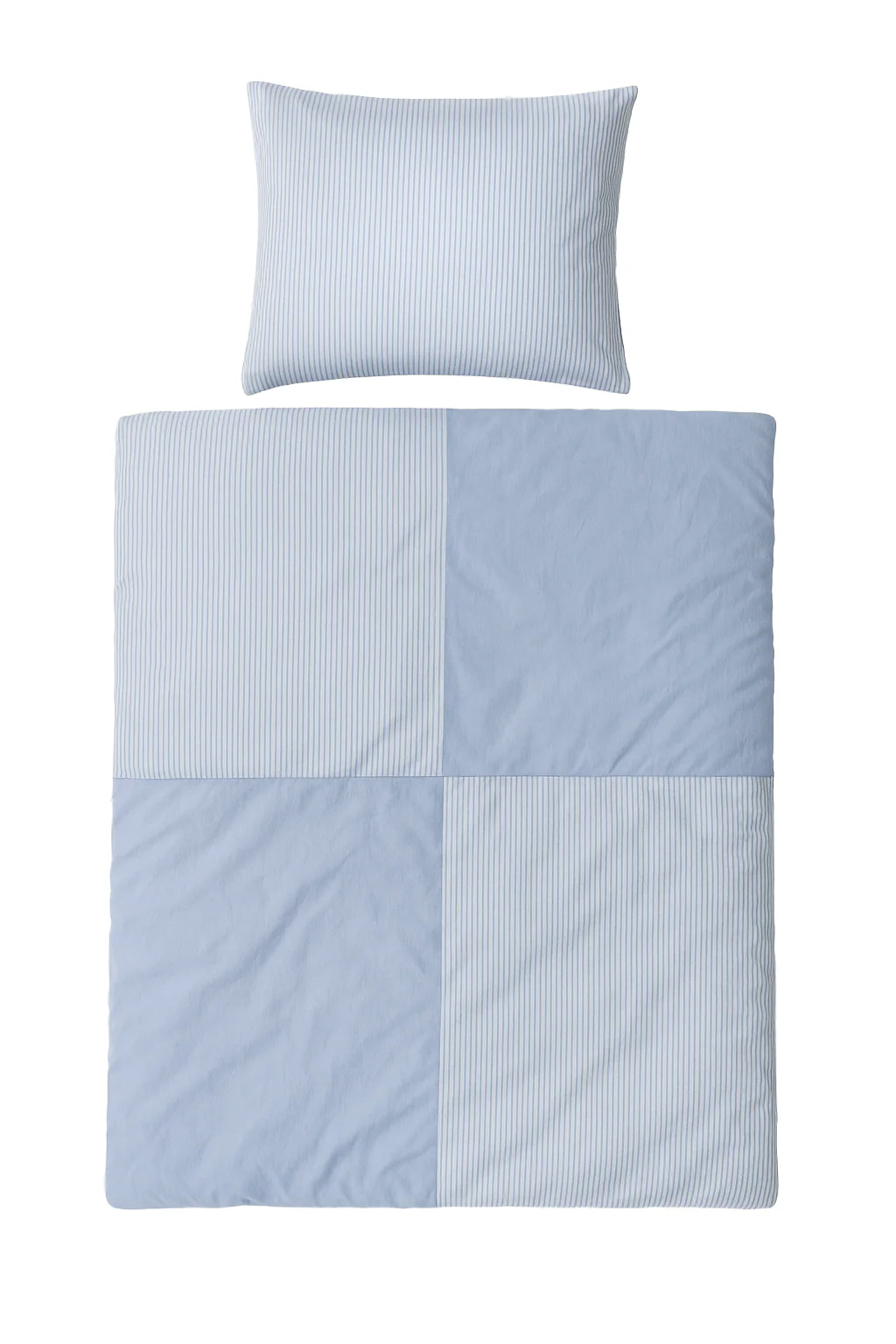 Mini Strib Patchwork sengetøj - blå