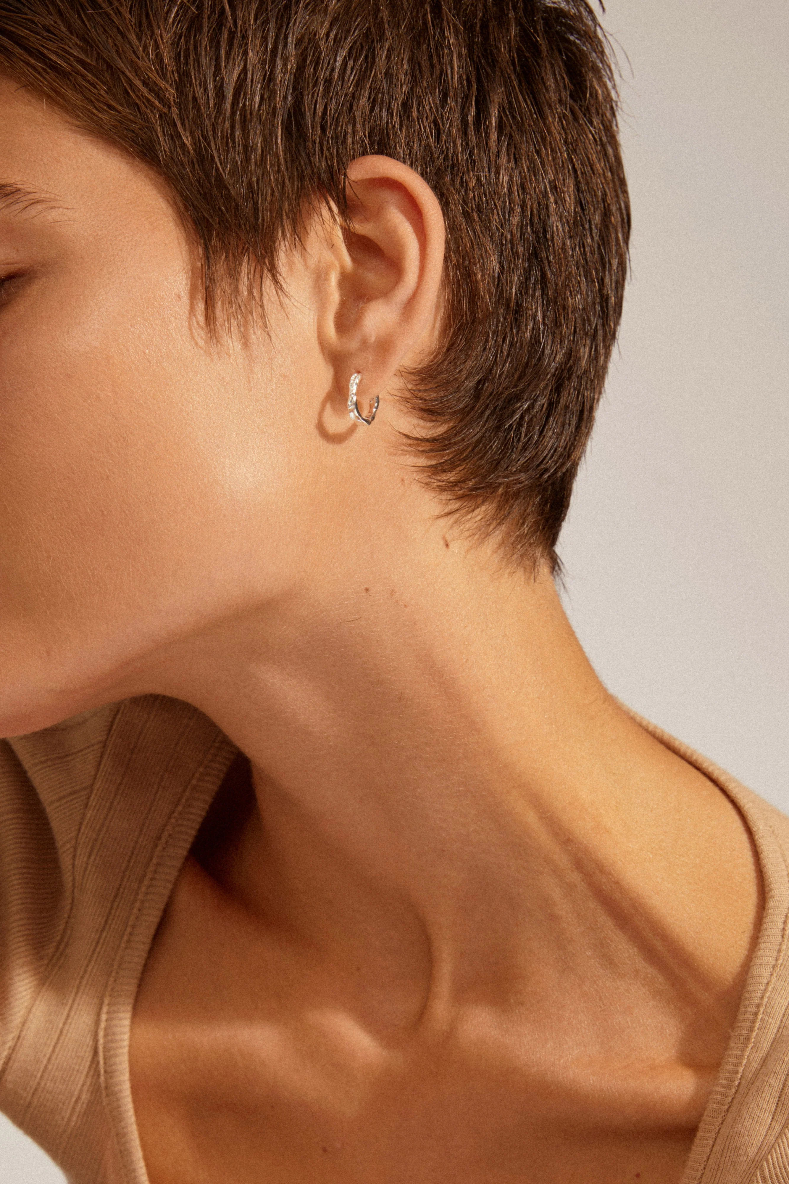 Eddy Organic Shaped hoops, lille - sølvbelagt - Image 3