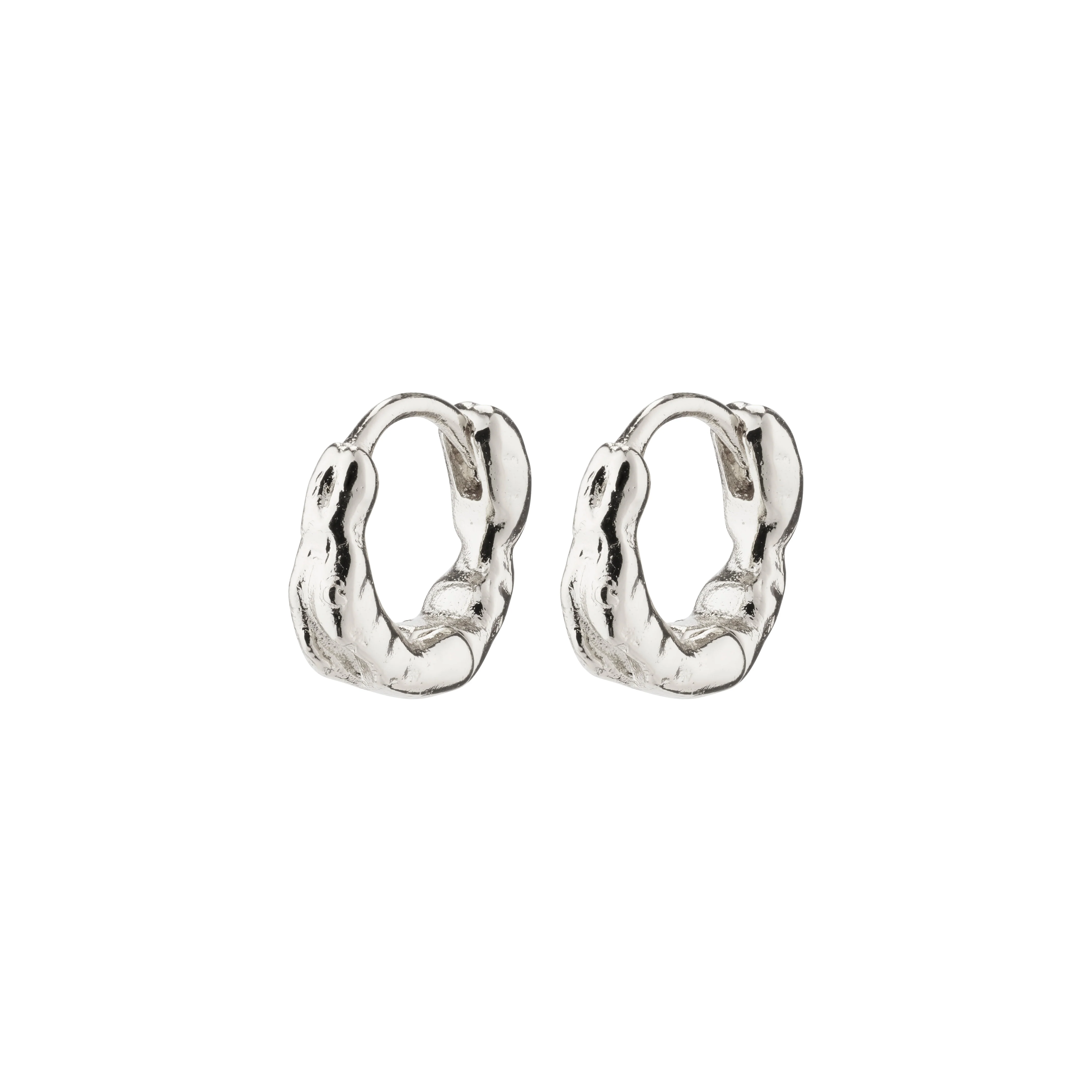 Eddy Organic Shaped huggie hoops, mini - sølvbelagt