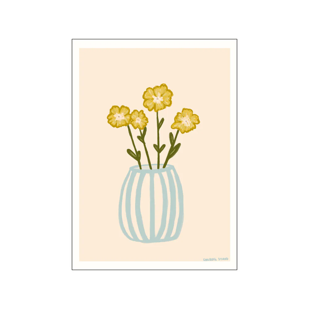 Yellow Flowers plakat, Multicolor - 30x40 cm.