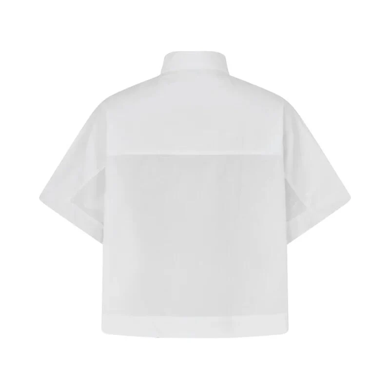 Berte Poplin Curved Hem skjorte - hvid - Image 6